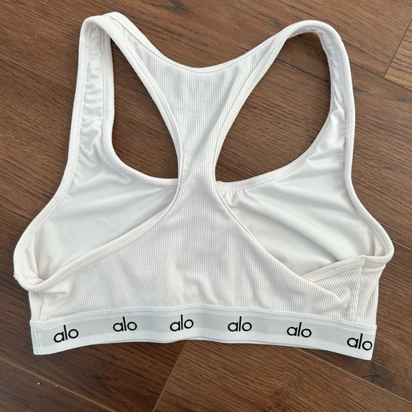 Alo White Ribbed Sports Bra - Picture 2 of 2